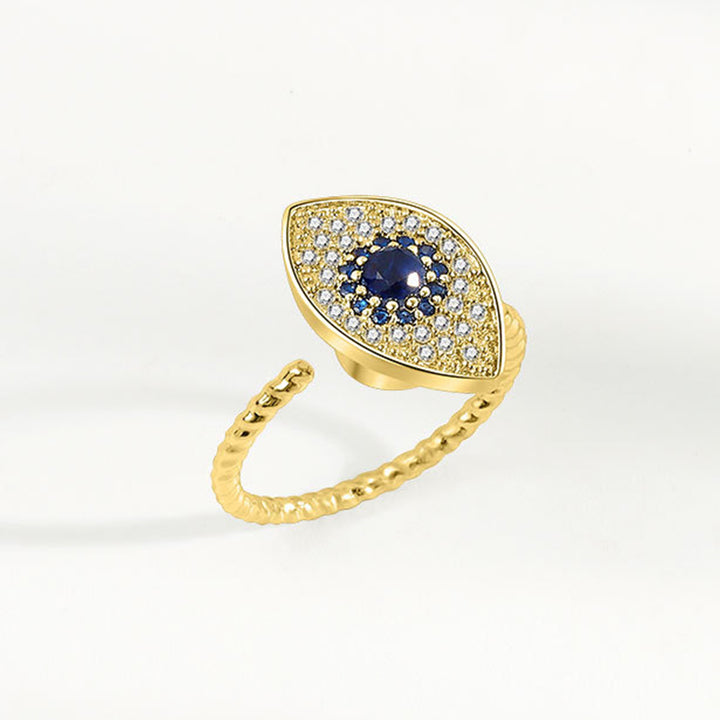 925 Sterling Silber Evil Eye Protection Blessing Drehbarer Ring - Gold - image 8