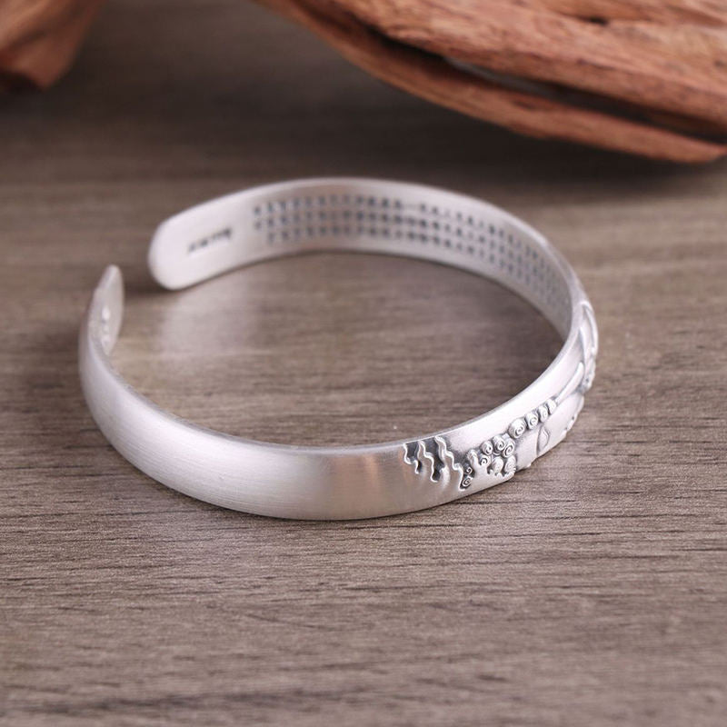 Buddha Stones 999 Sterling Silber Buddha Kopf Herz Sutra Serenity Armband Armreif - image 13