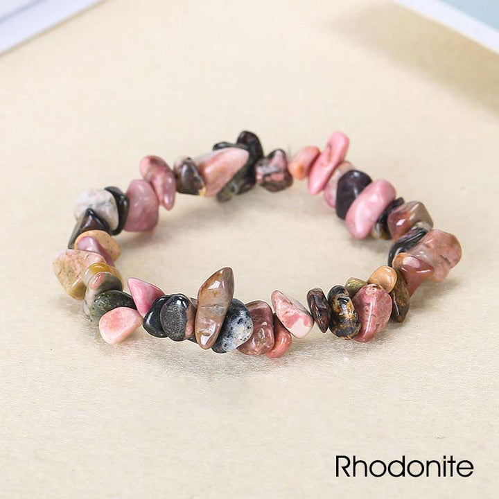 Armband aus natürlich geformtem, unregelmäßig geformtem Kristallstein – wohltuende Wärme - Rhodonit (Handgelenkumfang: 15-18 cm) - image 46