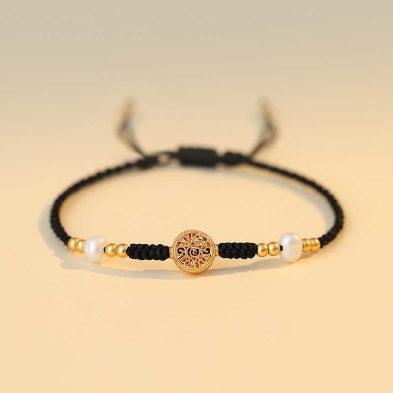 Geflochtenes Armband mit Buddha Stonesn, Kupfermünze, Glücksbaum, Glück, Stärke