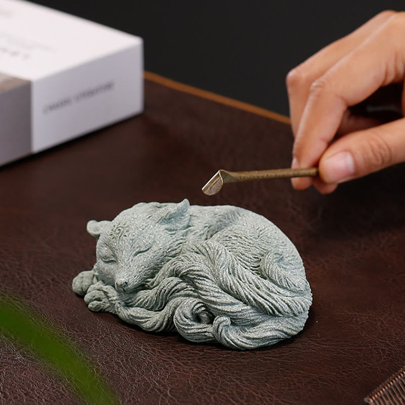 Buddha Stones Kleiner neunschwänziger Fuchs zum Schutz für Zuhause, Tee, Haustier, Dekoration - image 3