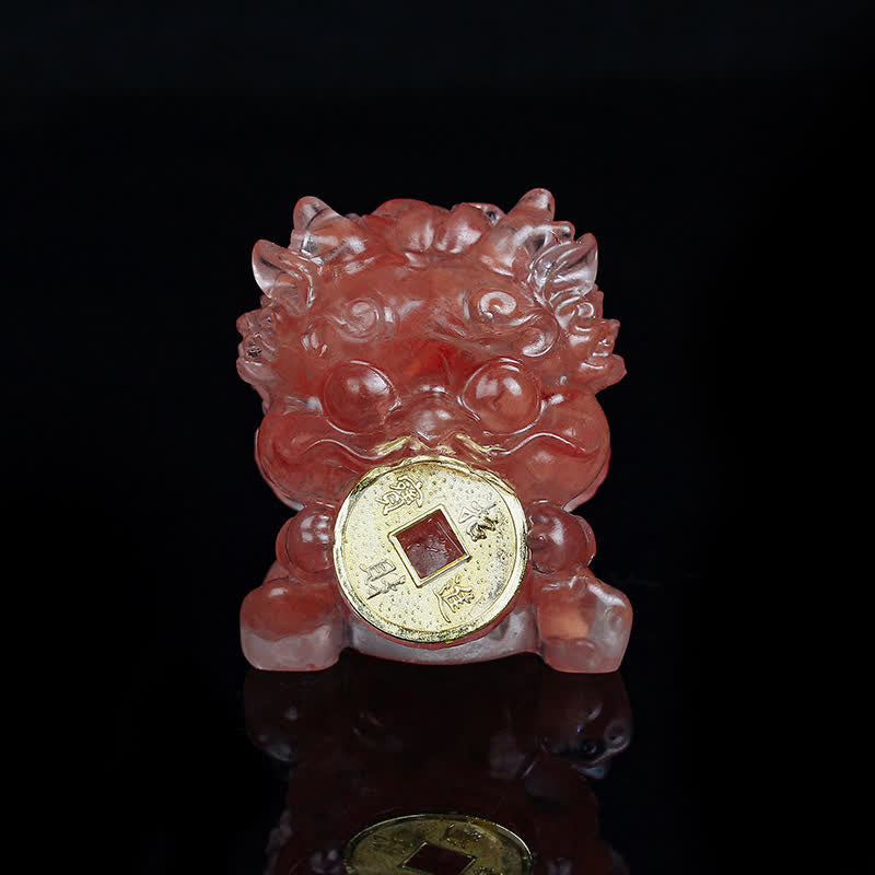 Buddha Stones, handgefertigt, niedlich, PiXiu, Goldmünze, Kristall, Fengshui, Energie, Reichtum, Glück, Heimdekoration - Wassermelonenkristall - image 10