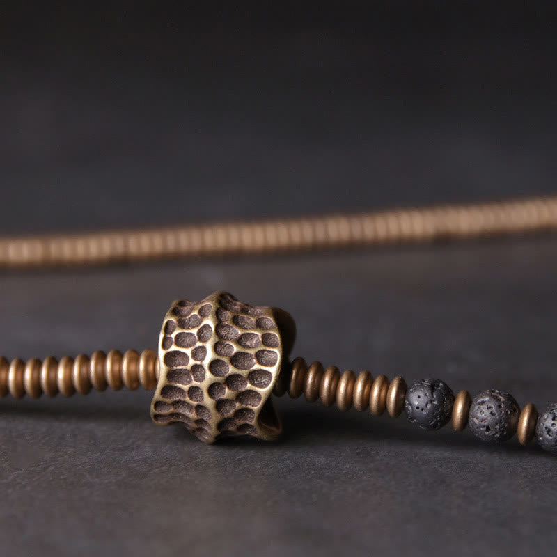Buddha Stones ​​Vintage Lavastein Messing Kupfer Heilendes mehrlagiges Armband - image 4