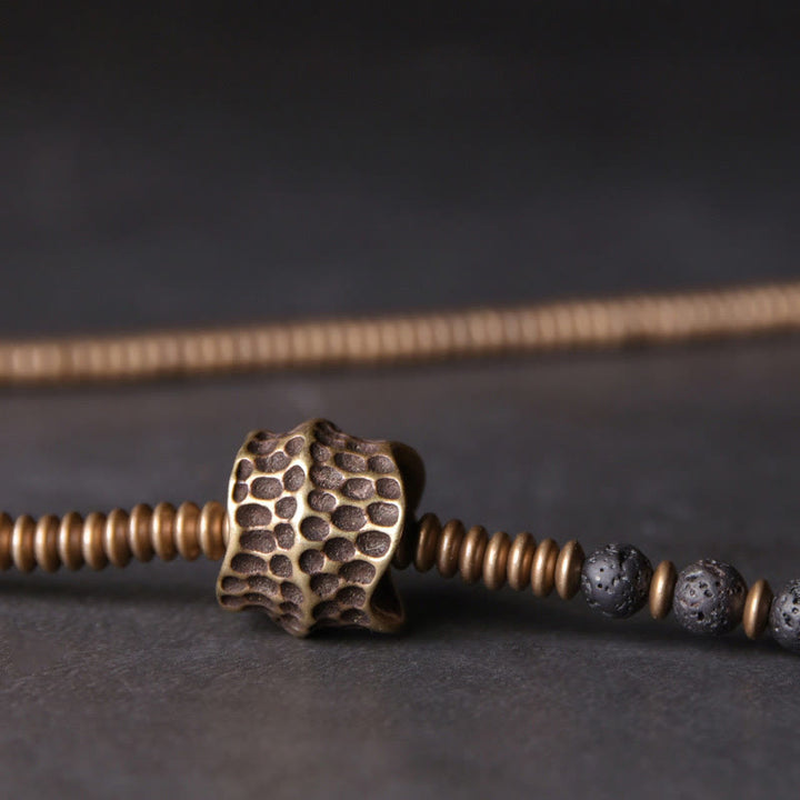 Buddha Stones ​​Vintage Lavastein Messing Kupfer Heilendes mehrlagiges Armband - image 4