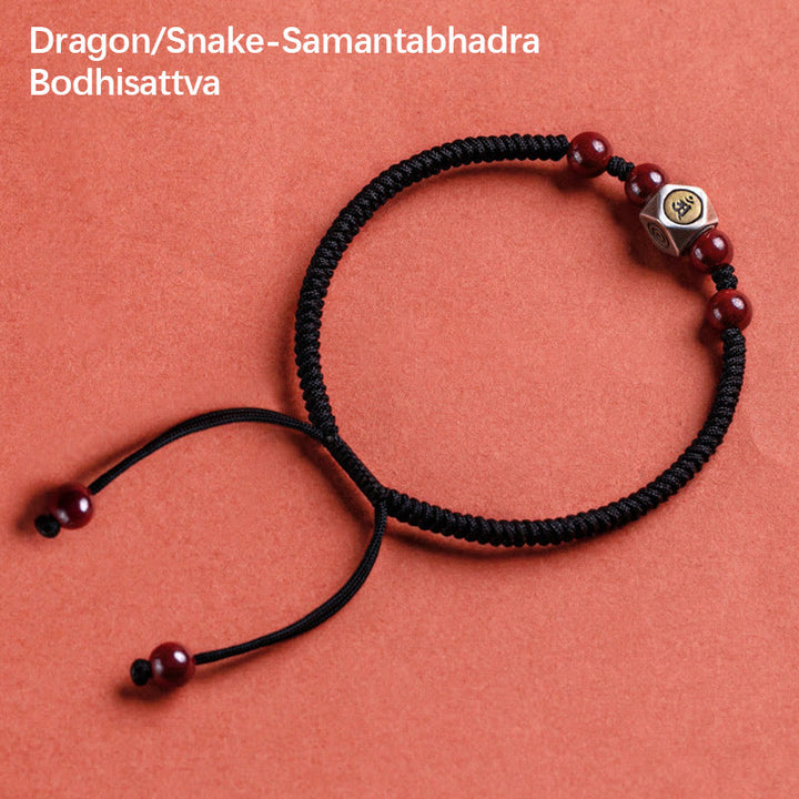 Buddha Stones 925 Sterling Silber Chinesisches Sternzeichen Natal Buddha Zinnober Calm Armband - Drache/Schlange-Samantabhadra Bodhisattva - Schwarz (Handgelenkumfang 14–18 cm) - image 16