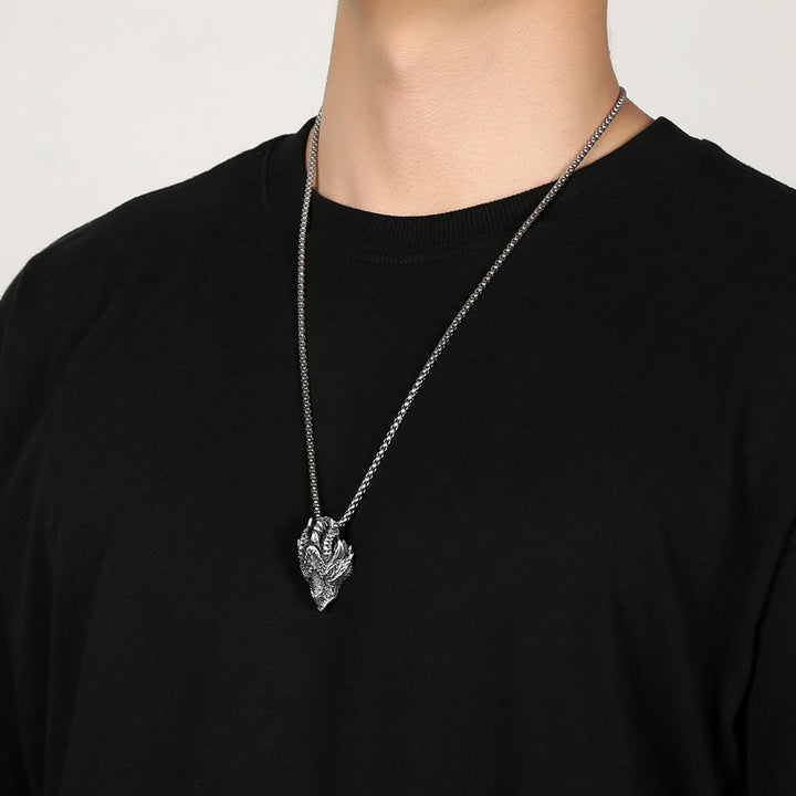 Buddha Stones, reines Zinn, Drachenkopf, Glücksschutz, Metall-Halsketten-Anhänger - image 6