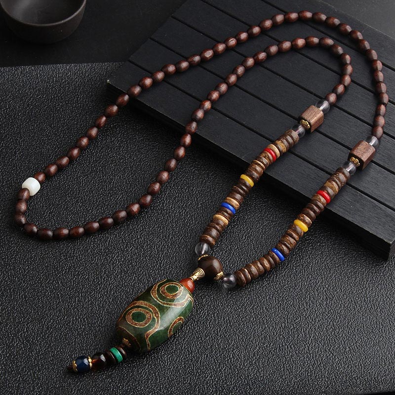 Buddha Stones Türkis Dzi Bead Gebetsmühle Wenge Holz Meditation Halskette - Dzi-Perle - image 5