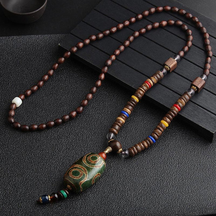 Buddha Stones Türkis Dzi Bead Gebetsmühle Wenge Holz Meditation Halskette - Dzi-Perle - image 5