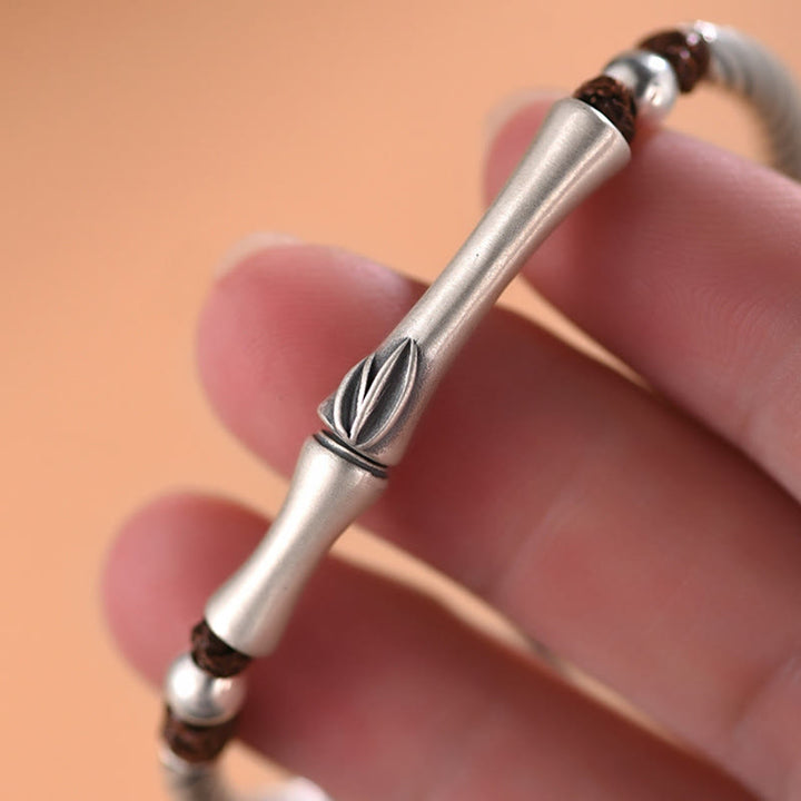 999 Sterling Silber Bambusmuster Zikade Glück Reichtum Armband - image 9