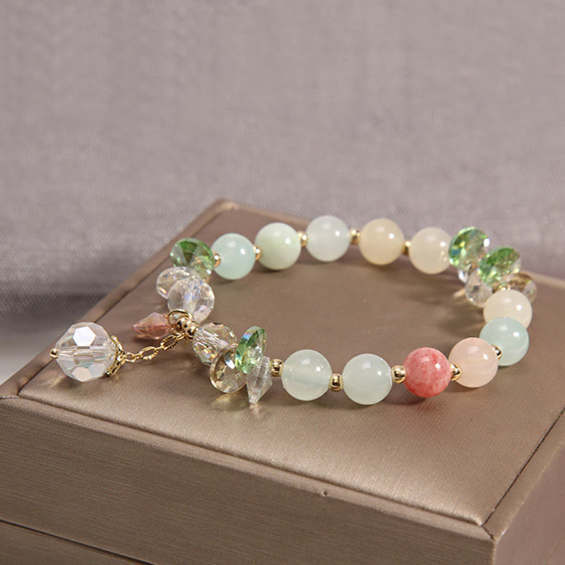 Buddha Stones Katzenauge rosa Kristall-Friedens-Charm-Armband - image 10