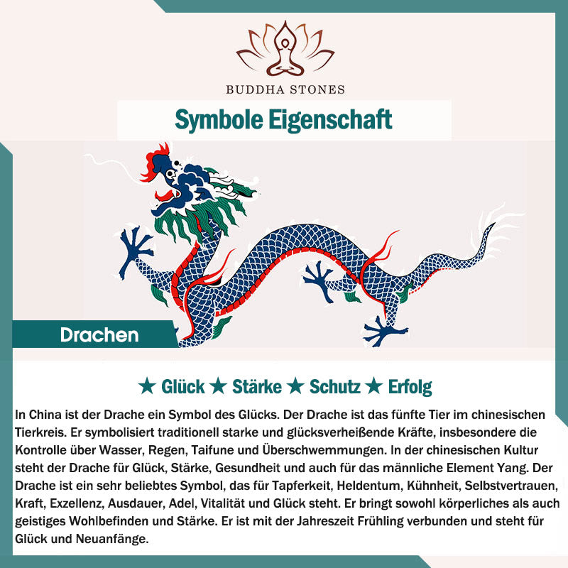 Buddha Stones Jahr des Drachen Erdbeerquarz Drachenperlen Charm Schutzarmband