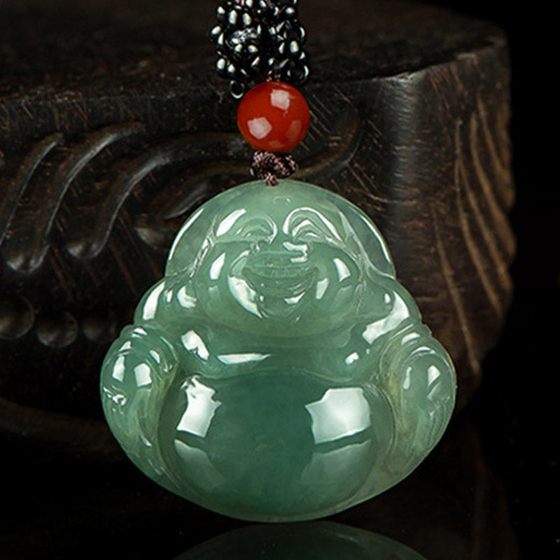 Lachender Buddha Jade Fülle Halskette Anhänger - image 2