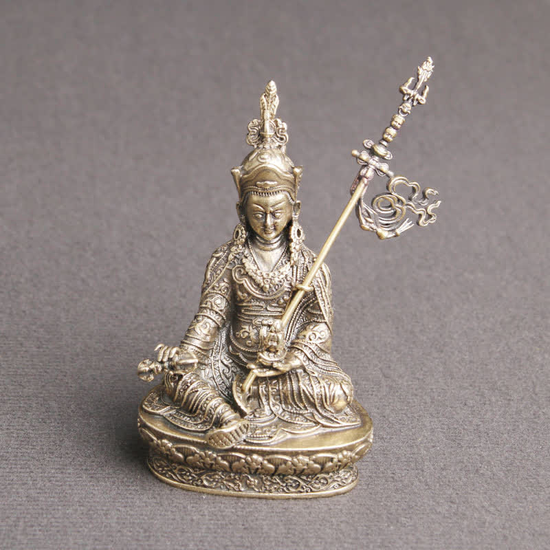 Padmasambhava Buddha Figur Gelassenheit Kupfer Statue Dekoration Tempel Ornament - image 3