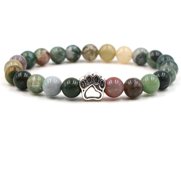 Indischer Achat, grüner Achat, Hundepfote, positives, ruhiges Armband