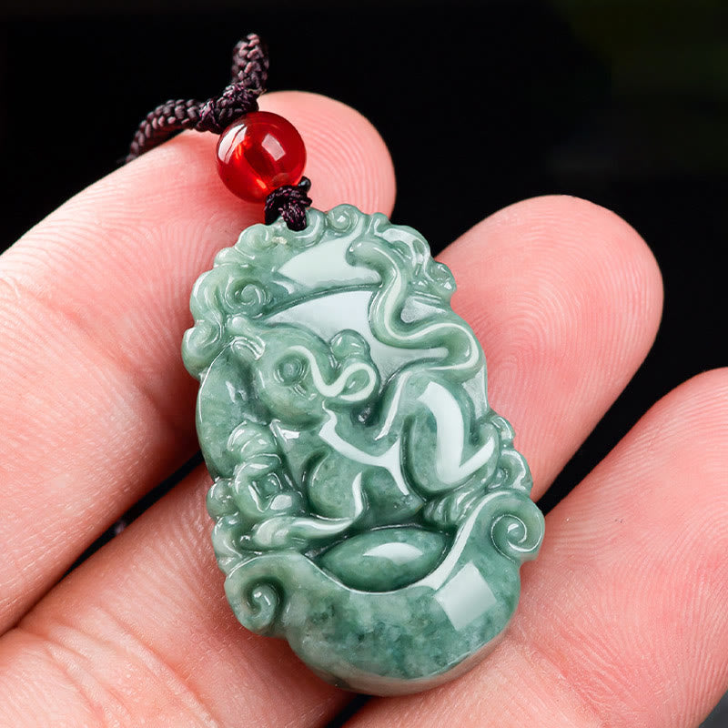 Buddha Stones, natürliche Jade, 12 chinesische Sternzeichen, Wohlstands-Halsketten-Anhänger