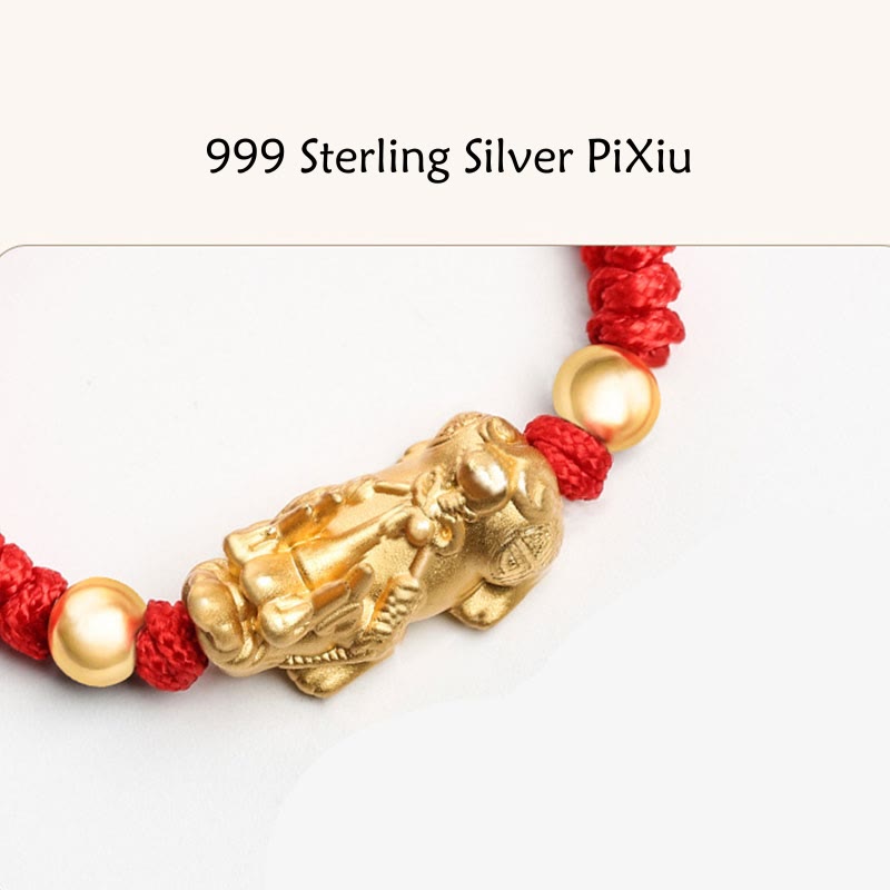 Buddha Stones 999 Sterling Silber PiXiu Wealth King Kong Knotenschnur geflochtenes Kinder-Kind-Armband - image 6