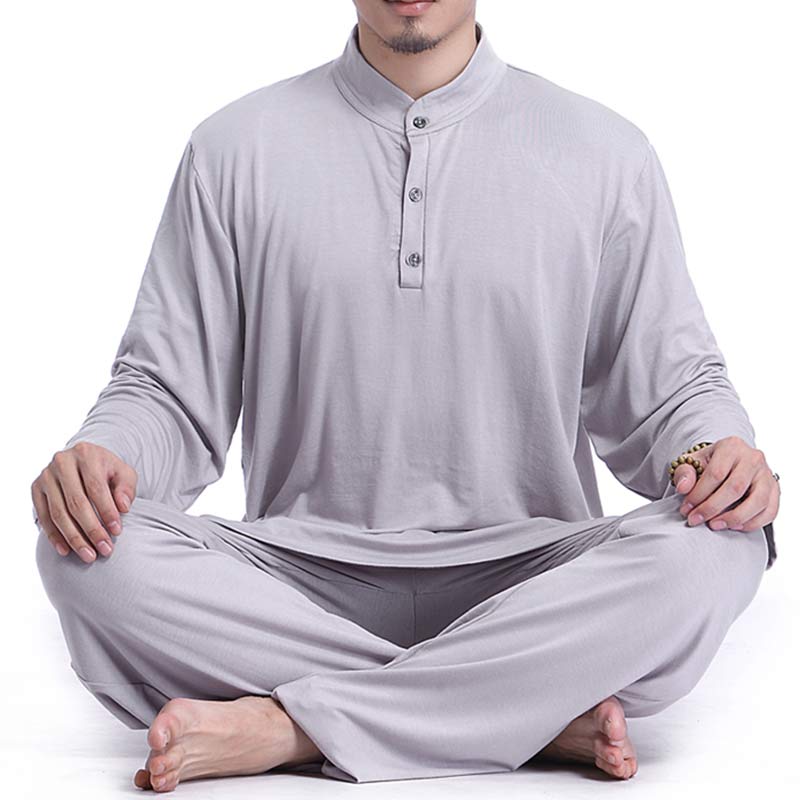 Buddha Stones, Meditation, Gebet, spirituell, Zen, Tai Chi, Praxis, Yoga, Kleidung, Herren-Set - Grau - US/ UK/AU44，EU54 (3XL) - image 0