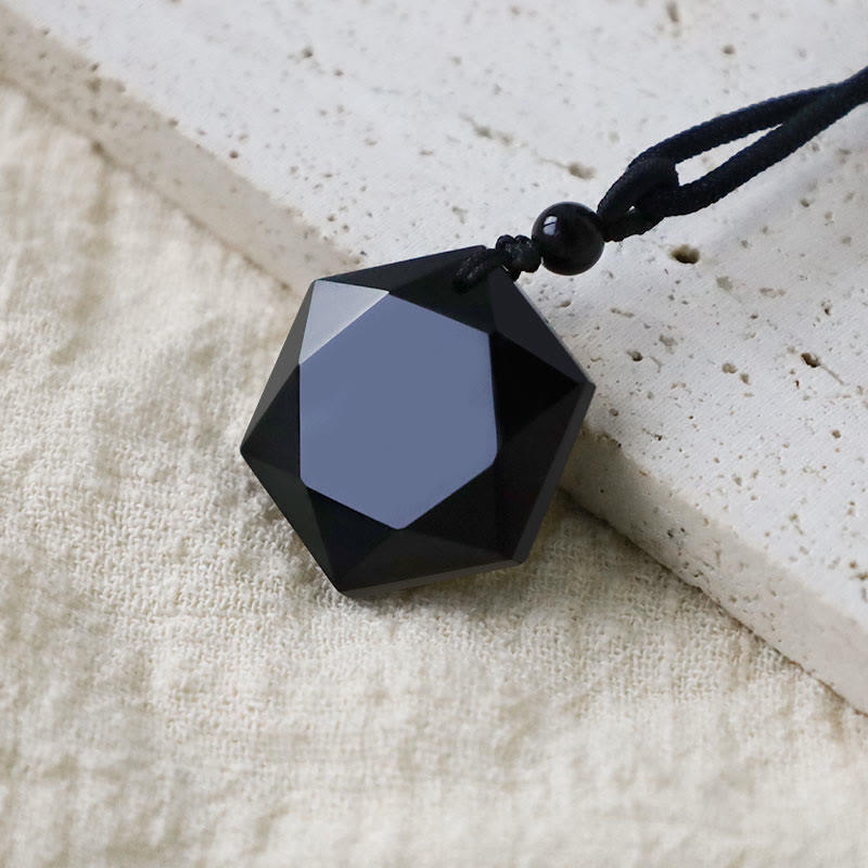 Schwarze Obsidian Talisman Purify Anhänger Halskette