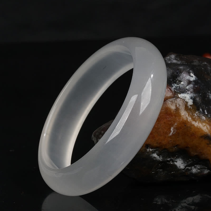 Buddha Stones Natürliche durchscheinende goldene Seide Jade Reichtum Glück Armband Armreif - Durchscheinendes Weiß - 62mm - image 2