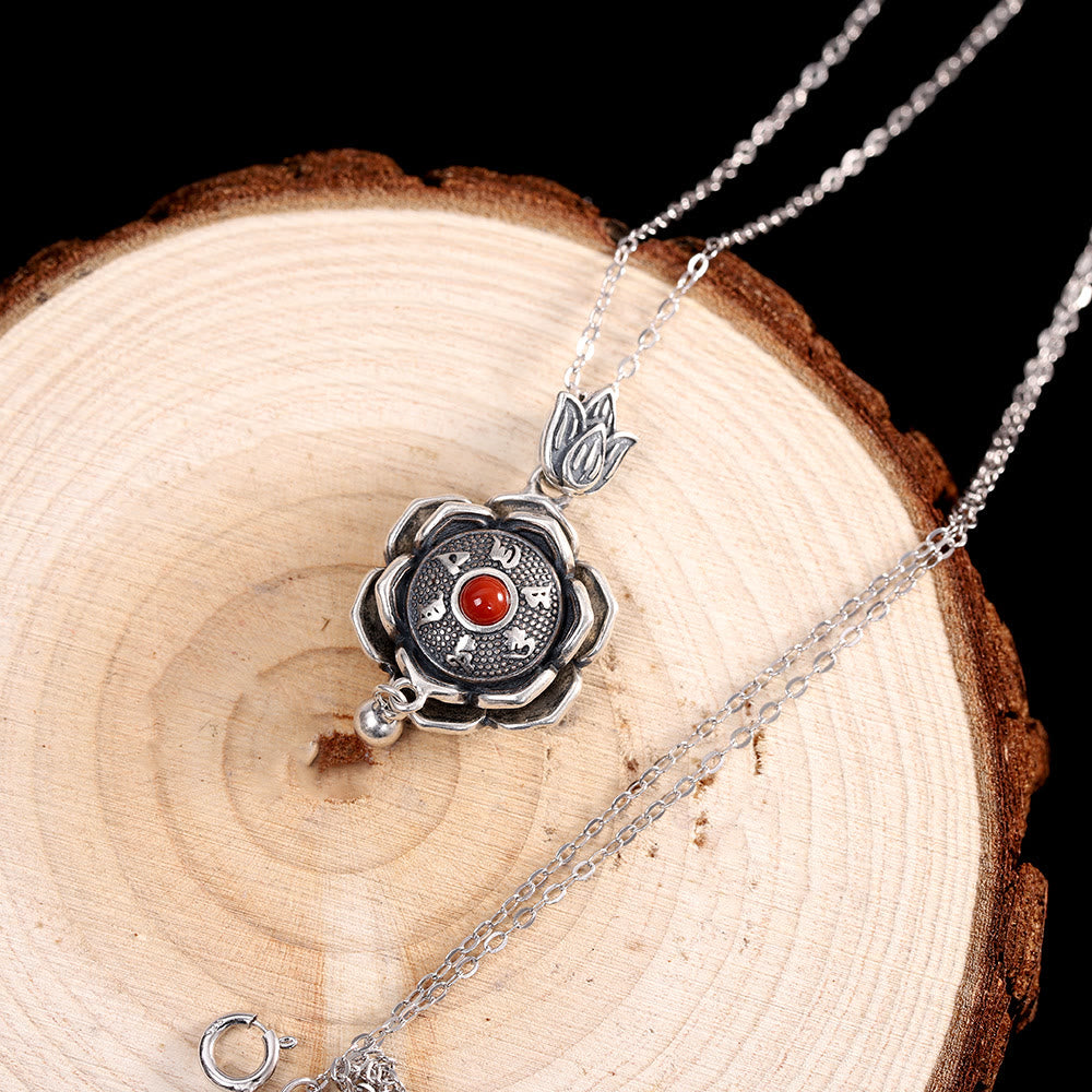 925 Sterling Silber Om Mani Padme Hum Lotus Peace Halskette Anhänger Ohrringe - image 3