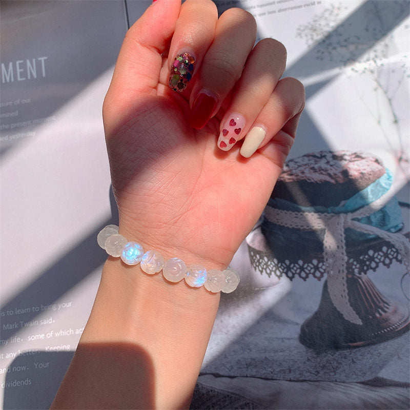 Buddha Stones natürliches Mondstein-Lotus-Liebesarmband - image 3