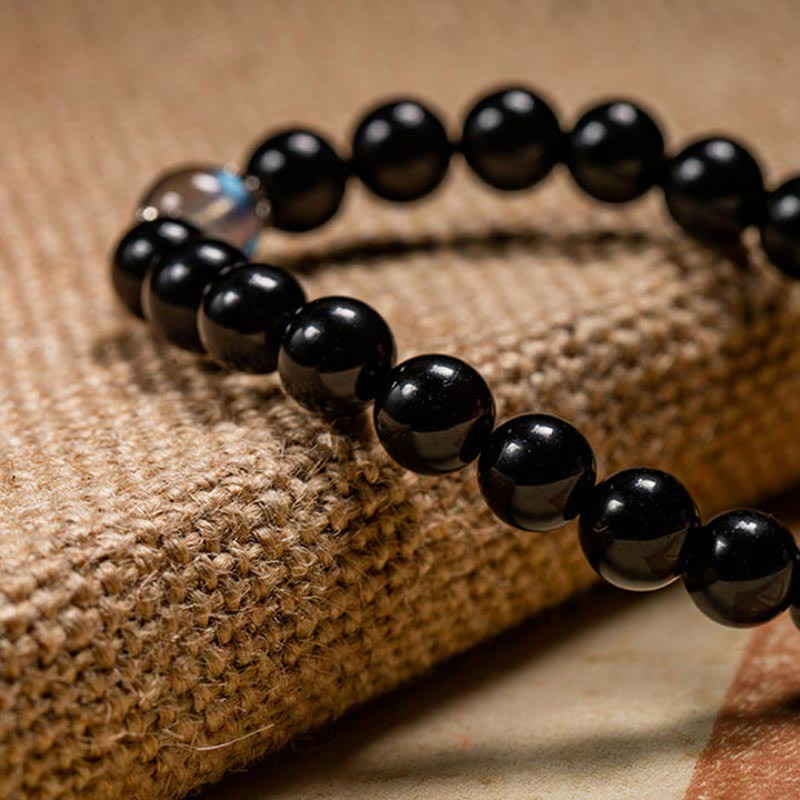 Chinesisches Sternzeichen Natal Buddha 925 Sterling Silber Schwarzer Obsidian Mondstein Stärke Armband - image 17