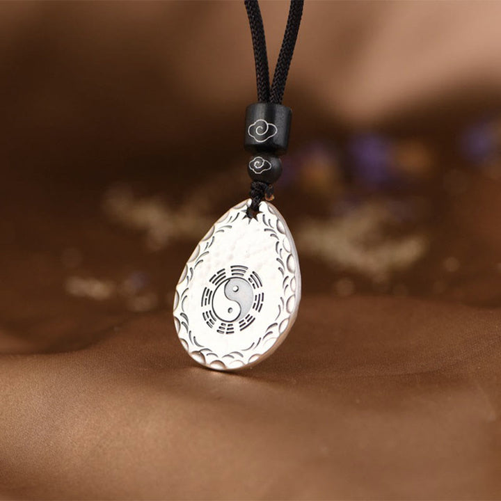 Buddha Stones Vintage 999 Sterling Silber Yin Yang Bagua Wassertropfen Design Balance Harmonie Halskette Anhänger - image 8