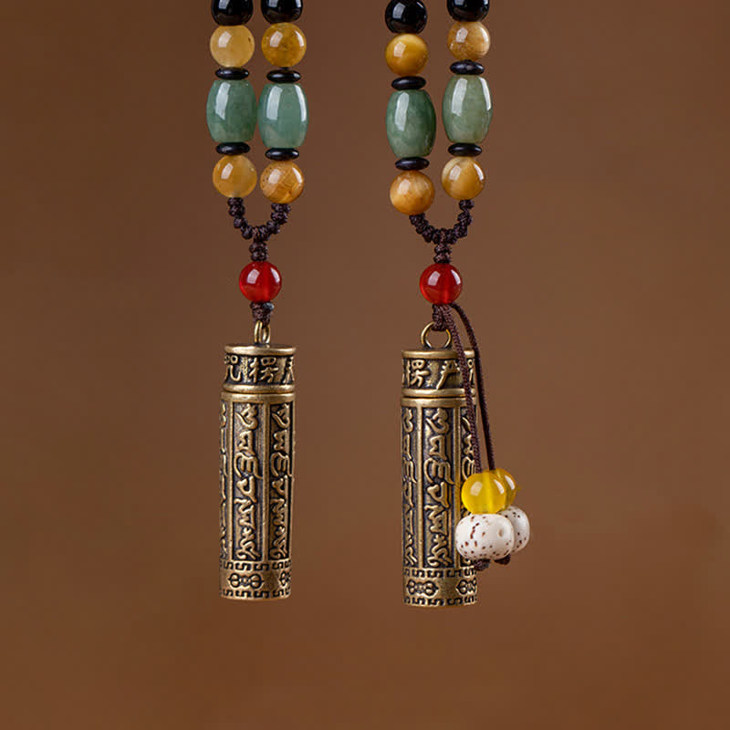 Buddhastoneshop Tibet Om Mani Padme Hum Achat Shurangama Sutra Schutz Halskette Anhänger - image 3