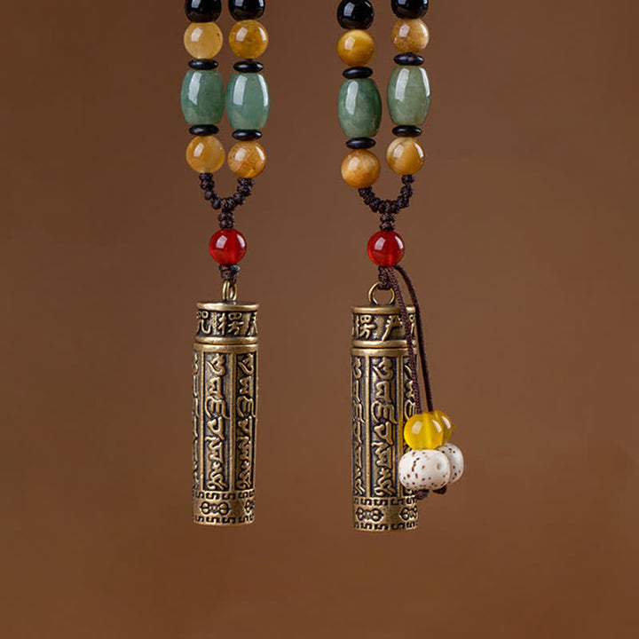 Buddhastoneshop Tibet Om Mani Padme Hum Achat Shurangama Sutra Schutz Halskette Anhänger - image 3