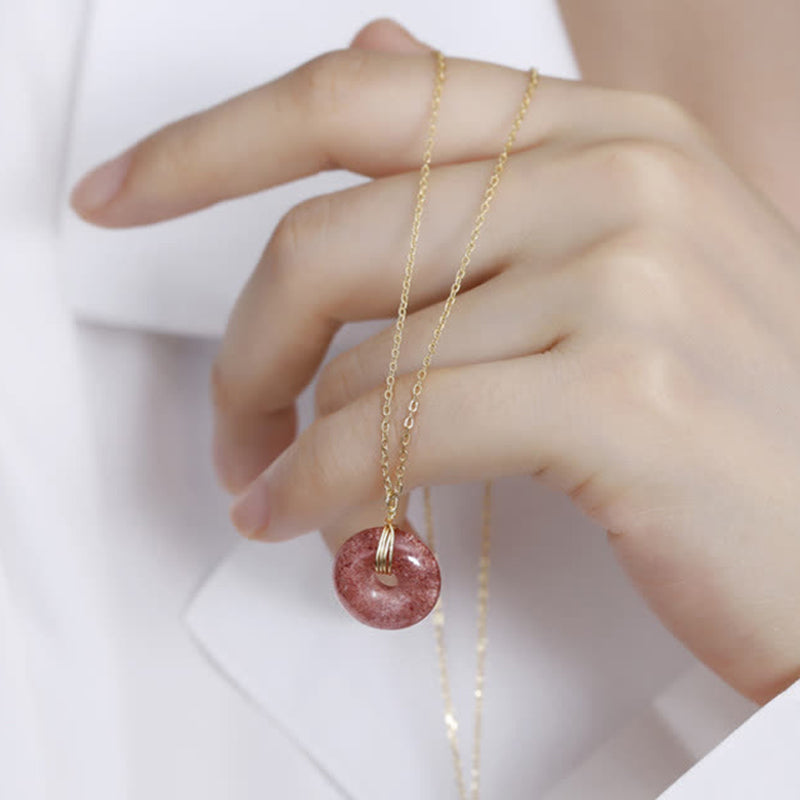 Buddha Stones 925 Sterling Silber Erdbeerquarz Heilende Positive Halskette - image 6