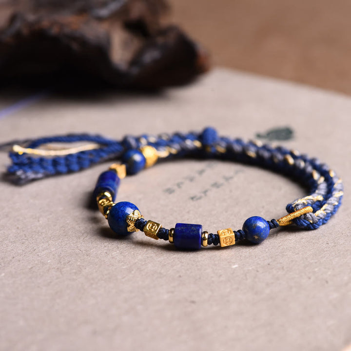 Buddha Stones, handgefertigtes Armband aus natürlichen Lapislazuli-Perlen, positive Seilform - image 6