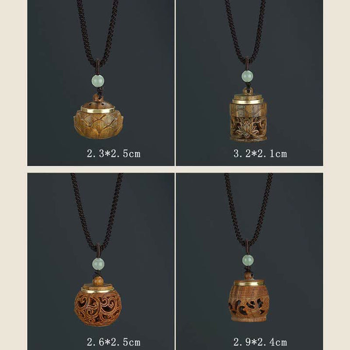 Buddha Stones Tibet Grünes Sandelholz Palisander Om Mani Padme Hum Lotus Positive beruhigende Halskette Anhänger - image 22