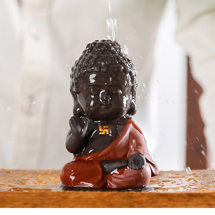 Buddha Stones, kleine Buddha-Gelassenheit, lila Ton, Heim-Schreibtisch-Dekoration