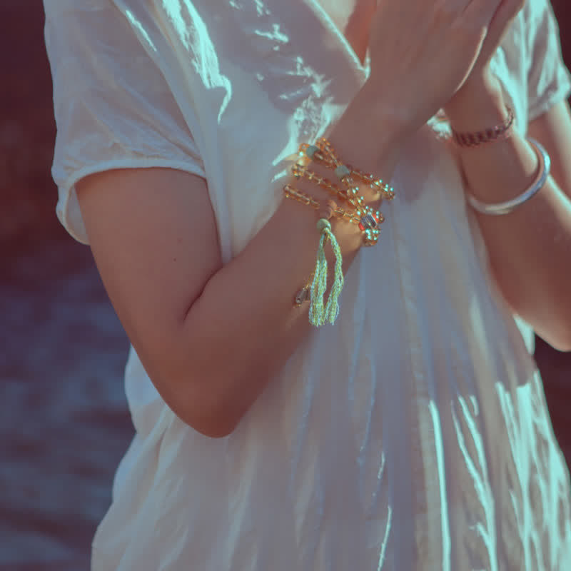 108 Mala Perlen 925 Sterling Silber Citrin Sandelholz Türkis Schutz Wohlstandsarmband - image 2