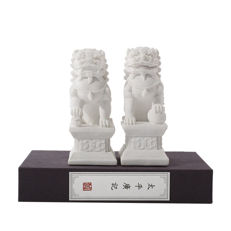 2 Stück Löwen-Statue, Mut, Stärke, Kunstharz, Heim- und Bürodekoration - Ein Paar Löwenweiß - image 3