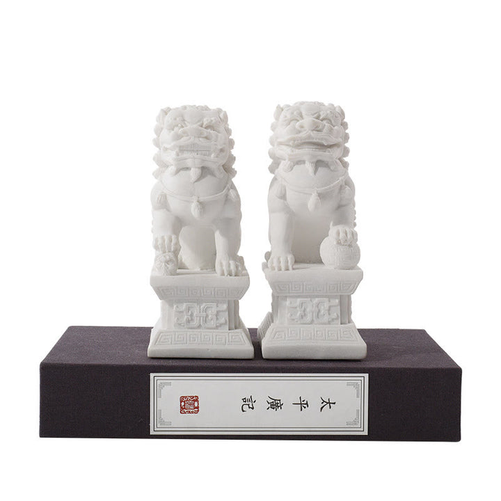 2 Stück Löwen-Statue, Mut, Stärke, Kunstharz, Heim- und Bürodekoration - Ein Paar Löwenweiß - image 3