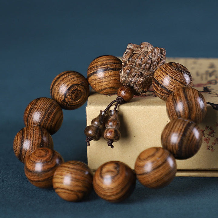 Buddha Stones, Rosenholz, grünes Sandelholz, kleines Blatt, rotes Sandelholz, Adlerholz, Drache geschnitztes Schutzarmband