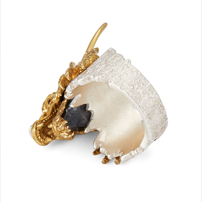 Buddha Stones 925 Sterling Silber Drache Glück Erfolg Schutz Verstellbarer Ringanhänger - image 5