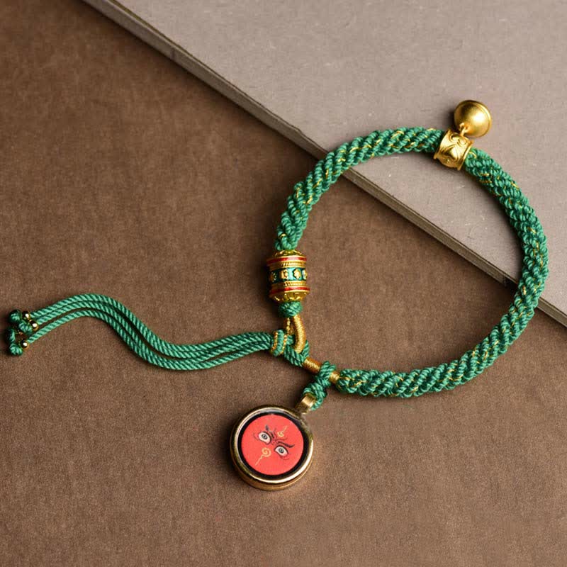 Buddha Stones tibetischen fünf Gott des Reichtums Thangka Glück Gebetsrad Glocke Zopf String Armband