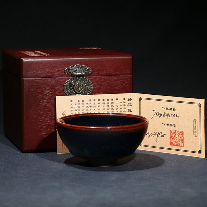 Buddha Stones, handgefertigt, blauer Francolinus-Spot, chinesische Jianzhan-Keramik-Teetasse, Kung-Fu-Teetasse, Schüssel - image 15