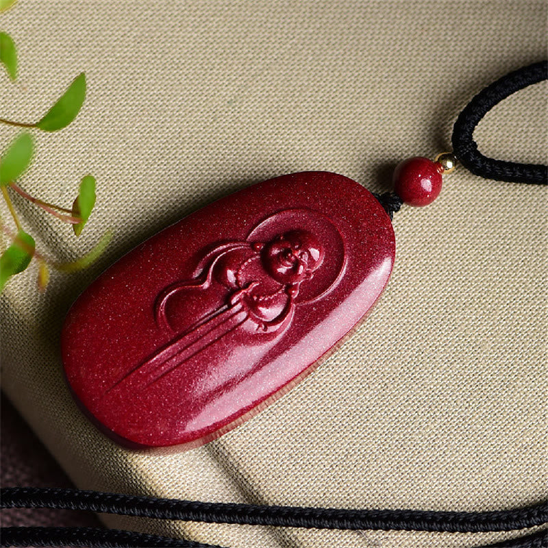 Buddha Stones, lachender Buddha, Yin-Yang, chinesischer Sternzeichen-Kürbis, natürlicher Zinnober-Segen-Halsketten-Anhänger - image 2