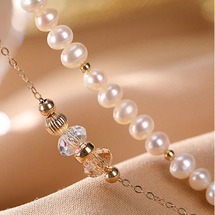 Buddha Stones 925 Sterling Silber plattiert 14 Karat Gold Naturperlen Kristall Heilung Doppellagiges Armband - image 4