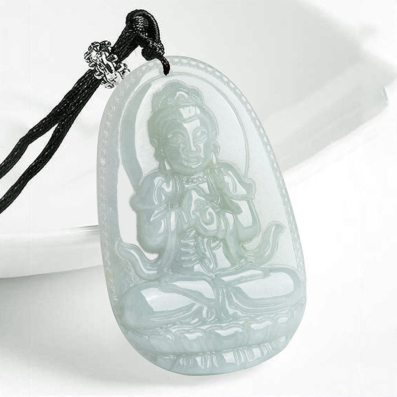 Buddha Stones Chinesisches Sternzeichen Natal Buddha Jade Reichtum Wohlstand Halskette Anhänger - Ziege/Affe - image 13