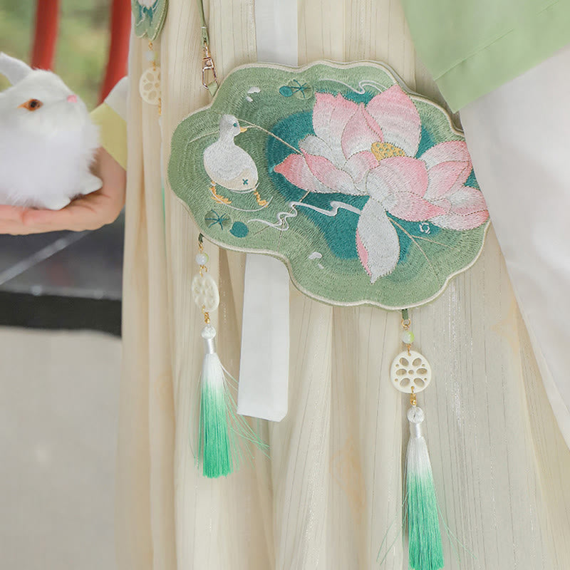 Buddha Stones Luck Stickerei Lotus Koi Fisch Kaninchen Blume Hanfu Tasche Umhängetasche Umhängetasche - Sommerlotus - image 0