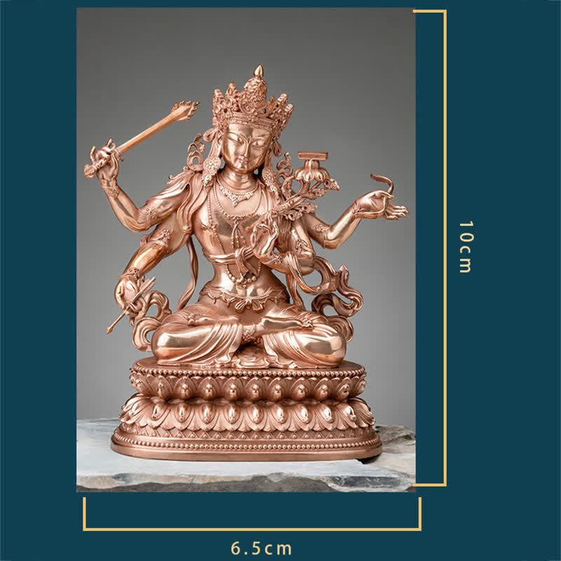 Vierarmige Manjusri Bodhisattva Figur Serenity Kupfer Statue Dekoration - image 11