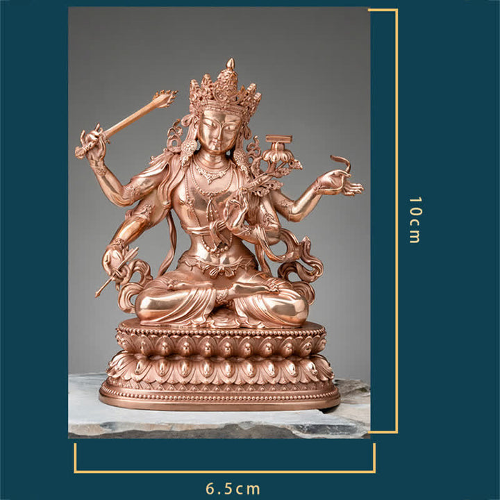 Vierarmige Manjusri Bodhisattva Figur Serenity Kupfer Statue Dekoration - image 11