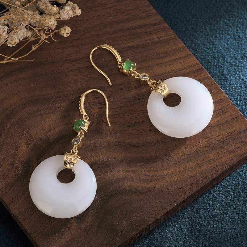 FengShui Weiß Jade-Segen-Tropfenohrringe