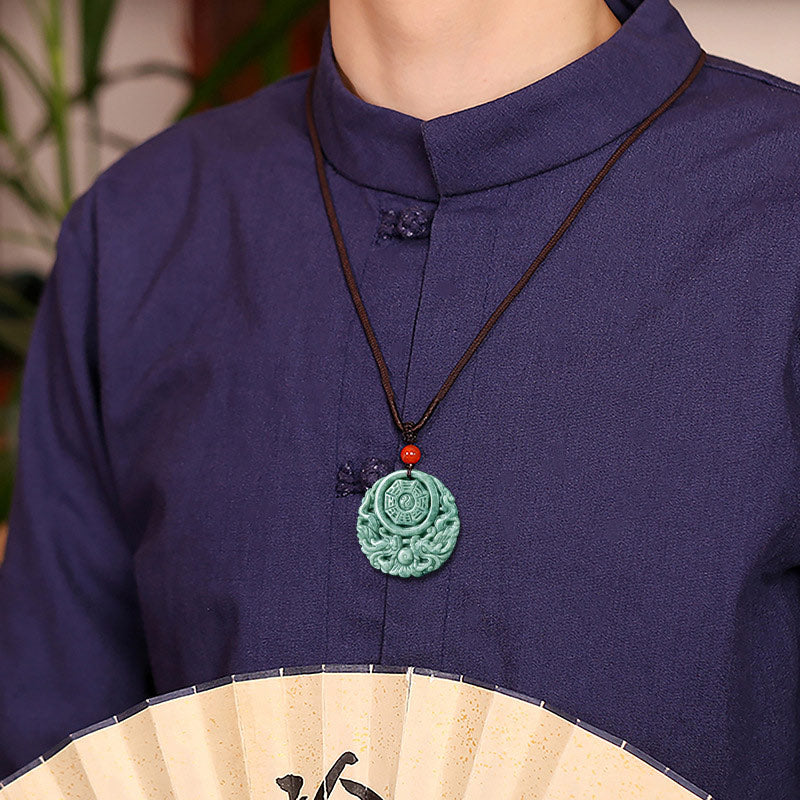 Buddha Stones Drachen Jade Yin Yang Balance Halskette String Anhänger