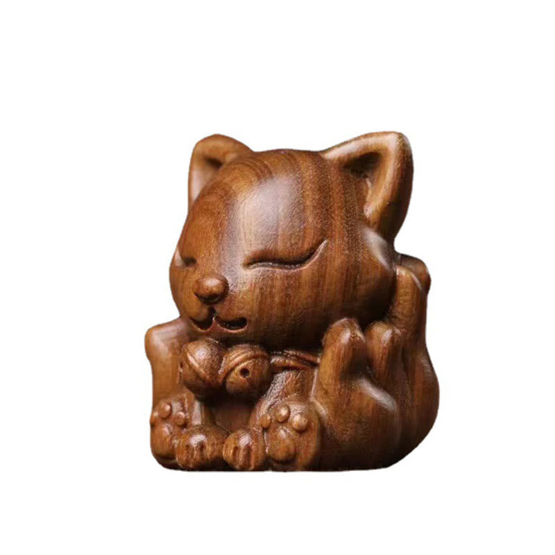 Buddha Stones, Mini-Neunschwänziger Fuchs, Elfenbein, Frucht, Sandelholz, grünes Sandelholz, Segensdekoration