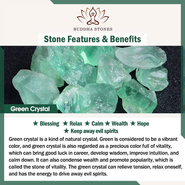Buddha Stones Armband mit natürlichem grünem Kristall und Begonienblüte, Segen für Reichtum
